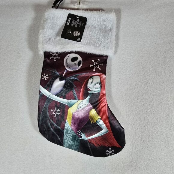 Nightmare Before Christmas White furry top Christmas Stocking 15 inch Ruz new - Picture 2 of 5